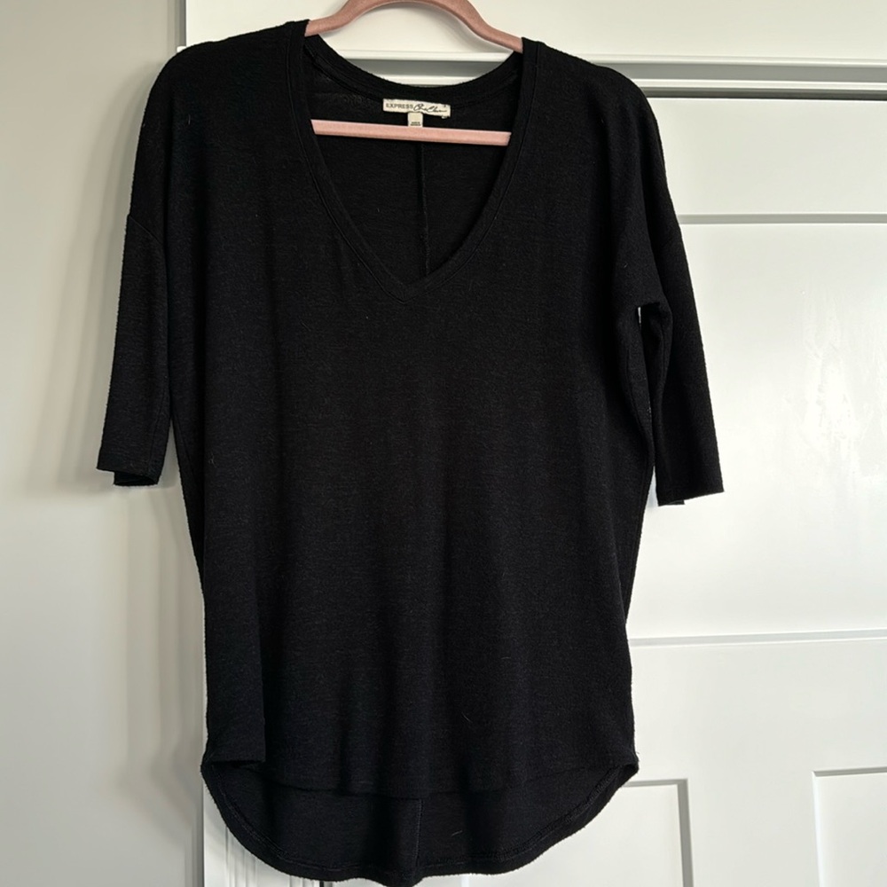 Express black three quarter length top